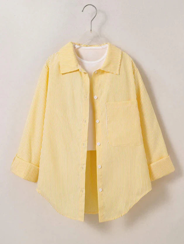 Tween Girl Korean Style Striped Casual