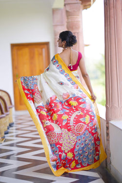 Mahishi Kalamkari Digital Printed Silk Saree