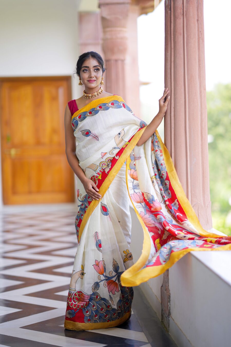 Mahishi Kalamkari Digital Printed Silk Saree