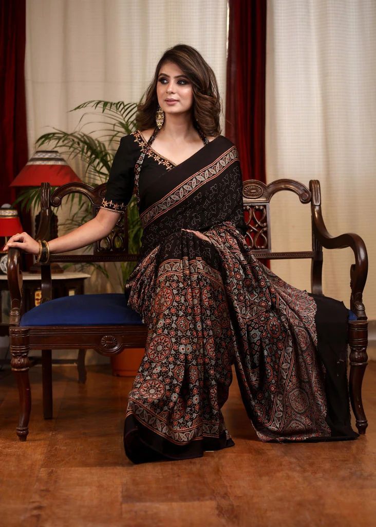 Jaipuri Printed Pure Cotton Mulmul Saree With Blouse