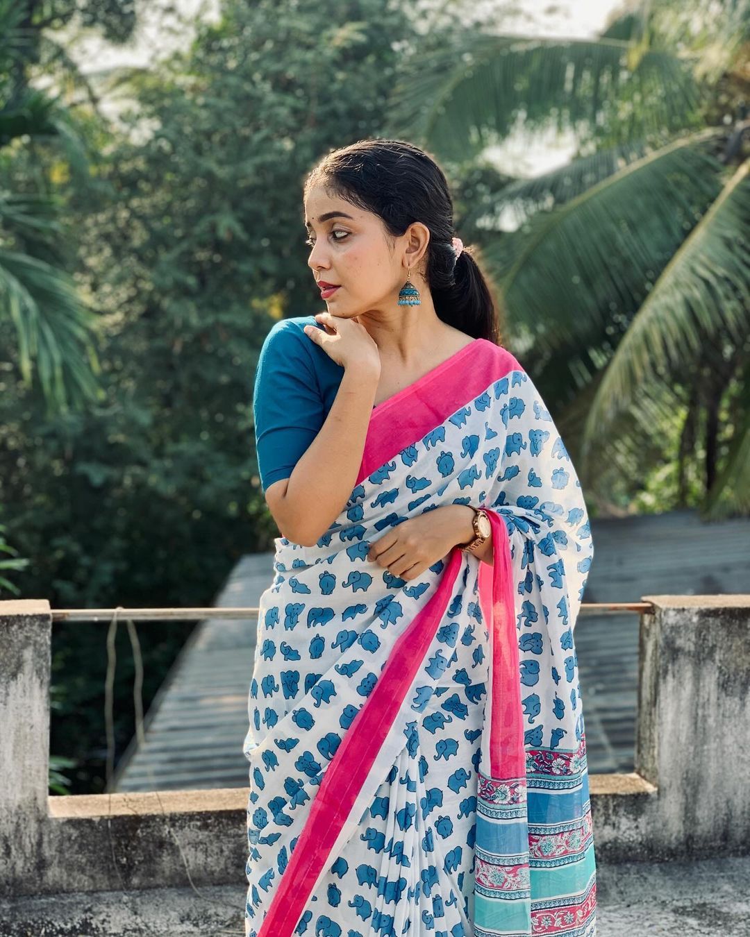 Lattest New Cotton Mul Mul Bagru/Sanganeri/Jaipuri Hand Printed sari With Blouse Daily/Festival/Party Wear Sari