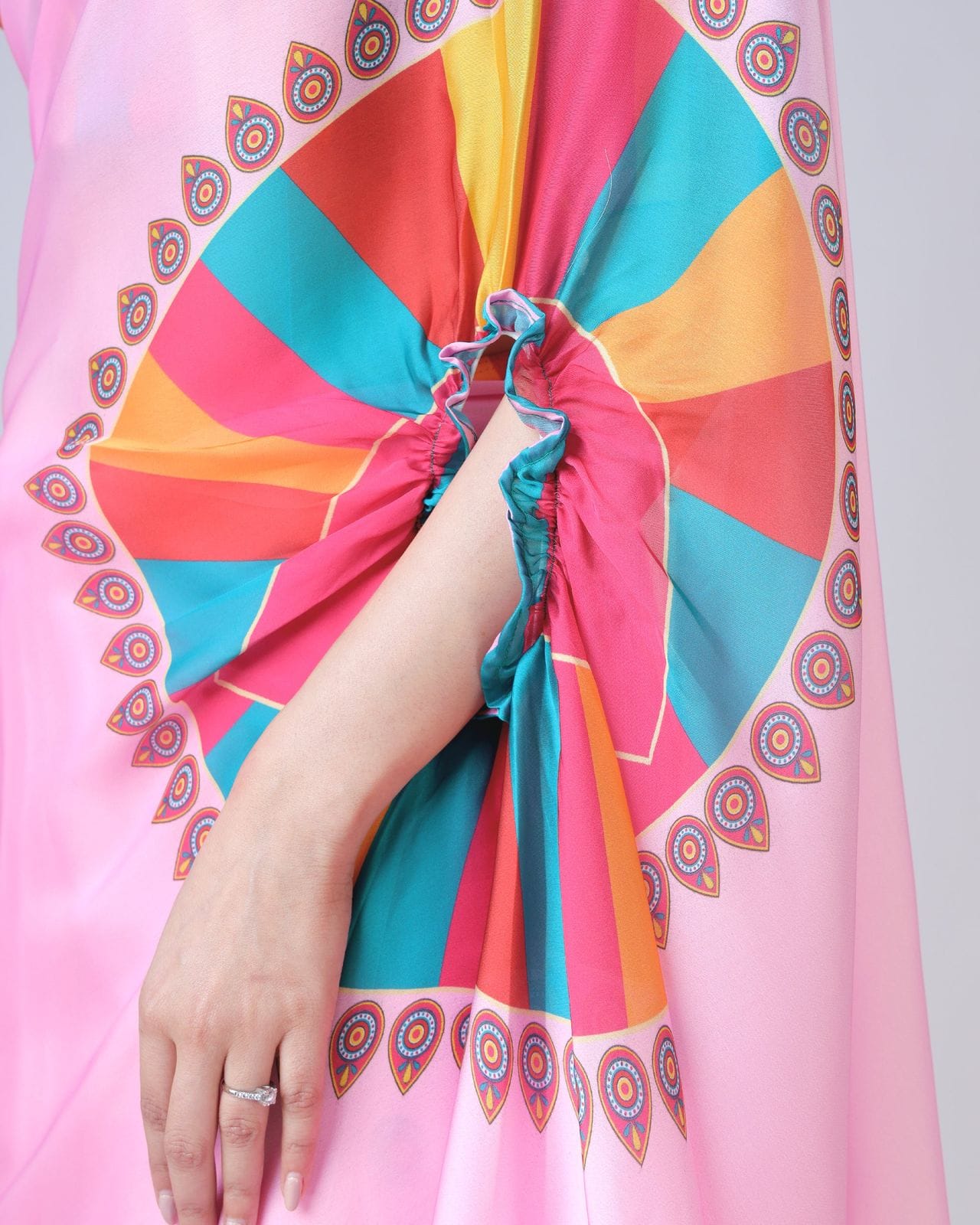 Readymade 2 Way Style Floral Print Saree in Georgette Satin with Blouse