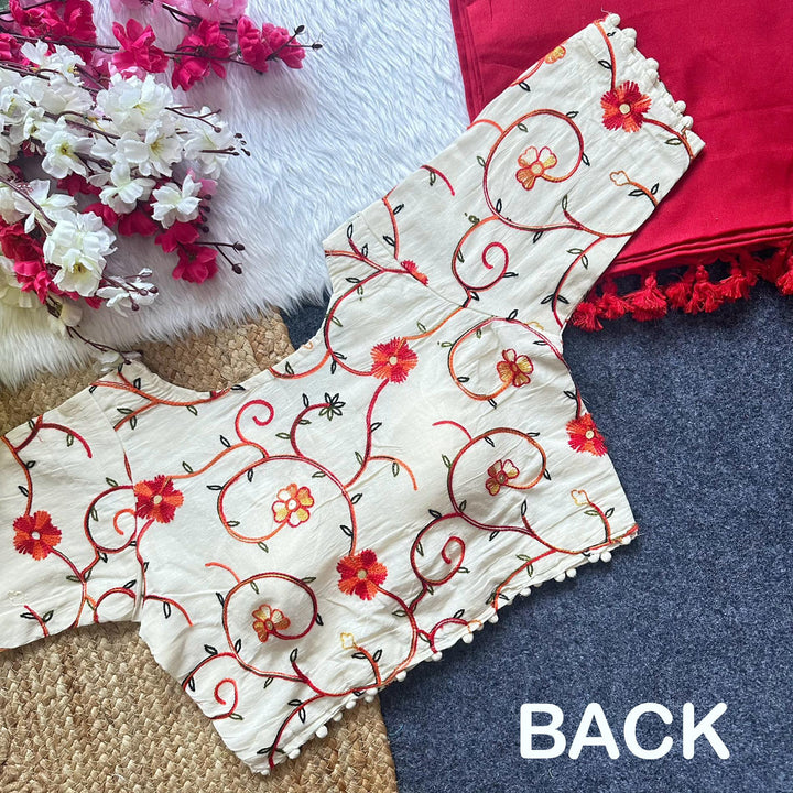 Khadi Cotton Saree And Blouse Combo-Fronlioz