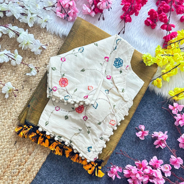 Khadi Cotton Saree And Blouse Combo-Fronlioz