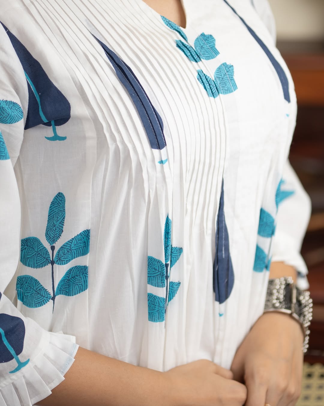 Cotton A-line Handblock Pant Set