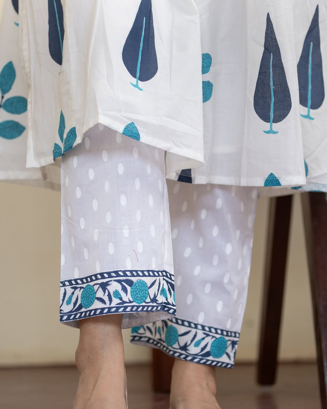Cotton A-line Handblock Pant Set