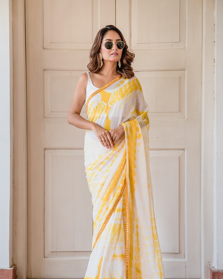 Yellow Tie and Dye Mulmul Cotton Saree