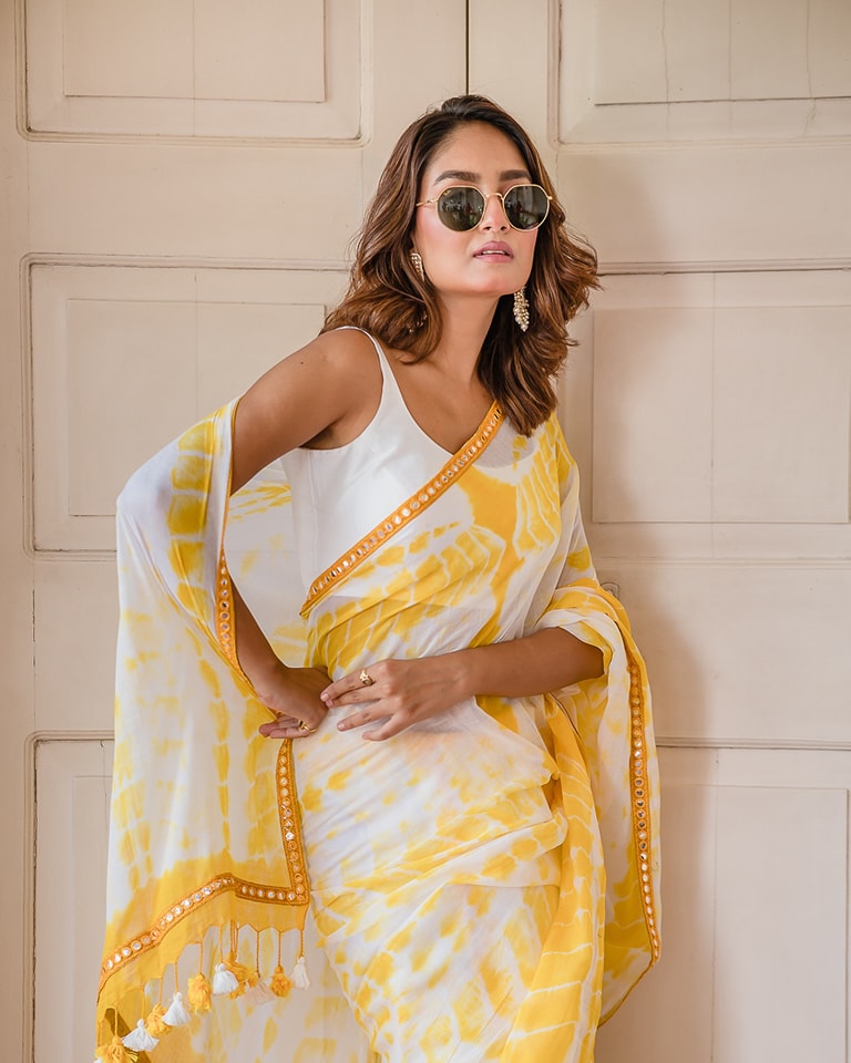 Yellow Tie and Dye Mulmul Cotton Saree