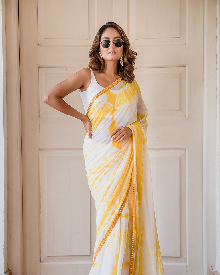 Yellow Tie and Dye Mulmul Cotton Saree