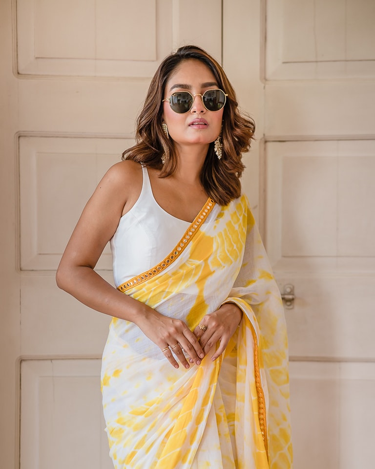 Yellow Tie and Dye Mulmul Cotton Saree