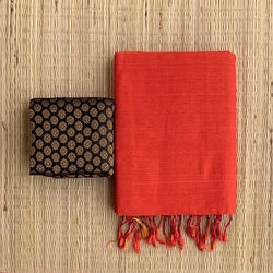 ORANGE COLOUR TRADITIONAL LOOKING CHANDERI COTTON SAREE