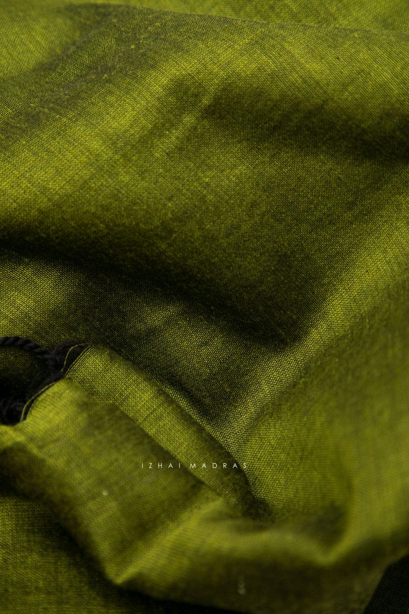 Olive colour traditional looking Chanderi cotton saree