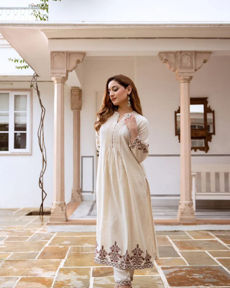 Most Stylish South Cotton Embroidery Kurta Set