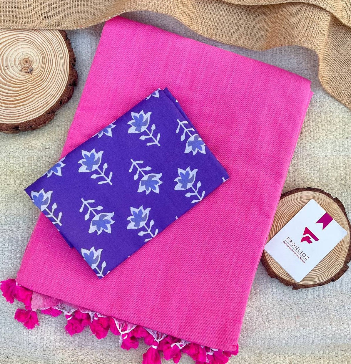 Baby Pink Khadi Cotton Saree & Designer Blouse