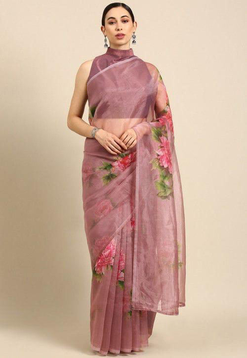 Multicolor Floral butta design Organza Printed saree