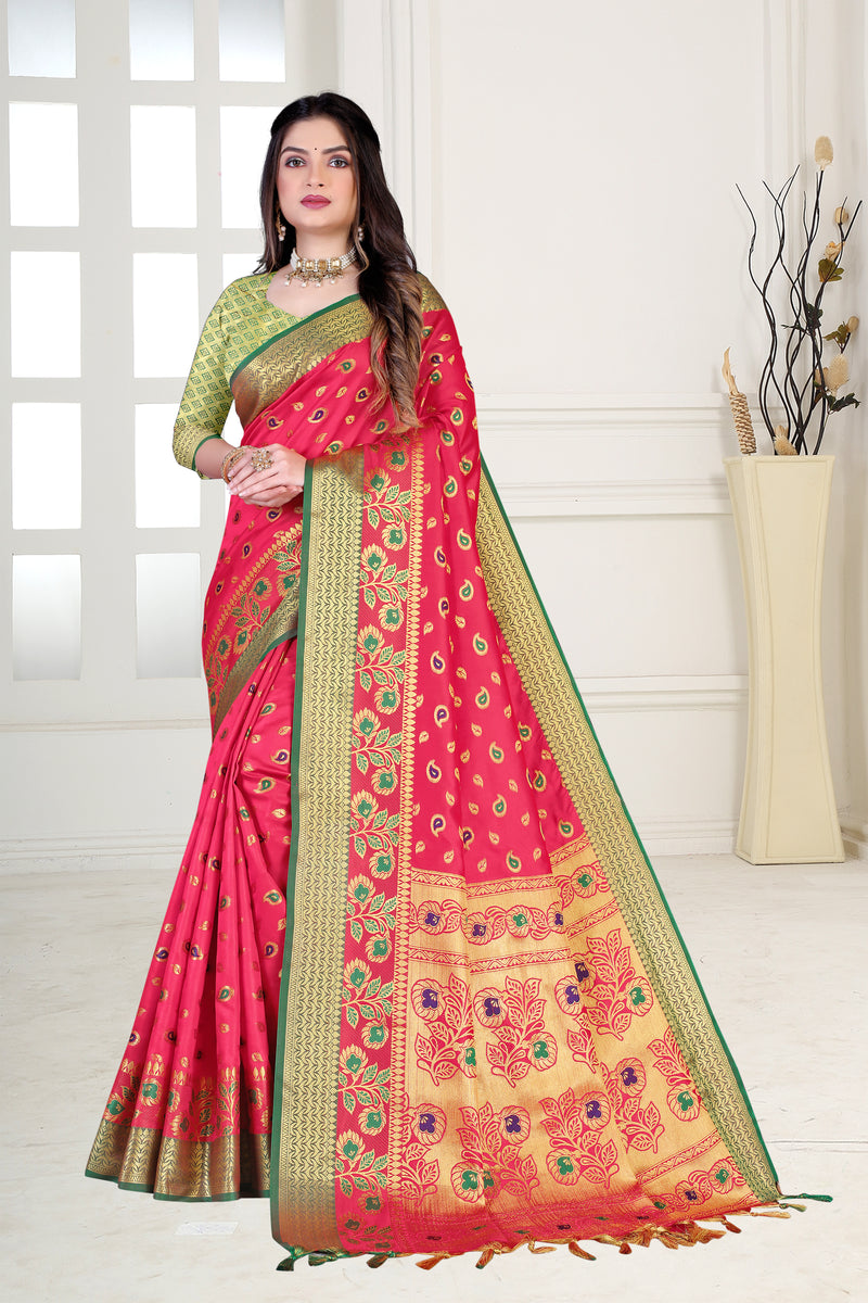 Bucolic Pista Parsi Handloom Woven Banarasi Silk Saree With Blouse Pie –  LajreeDesigner